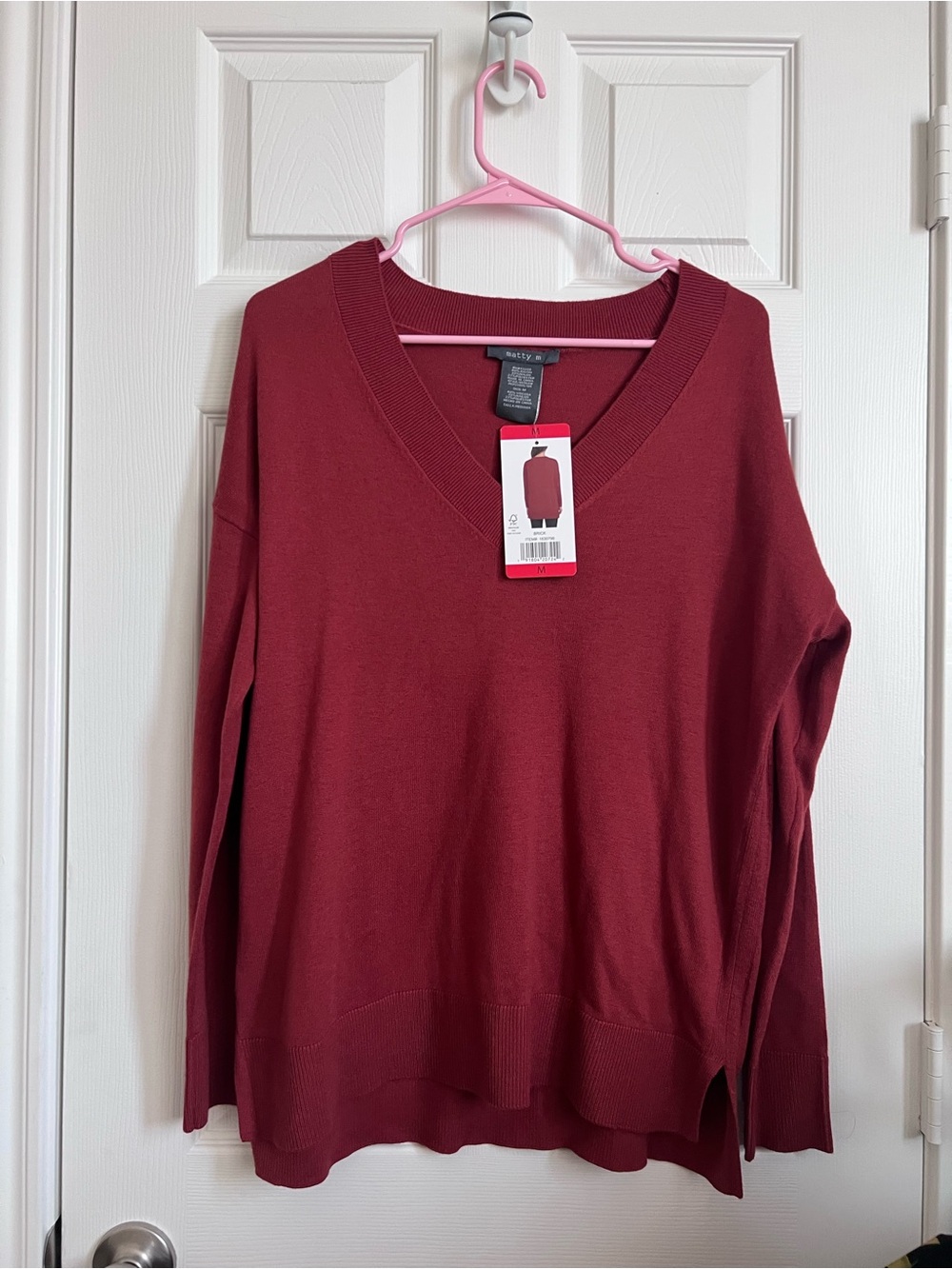a new day Deep Burgundy V-Neck Sweater